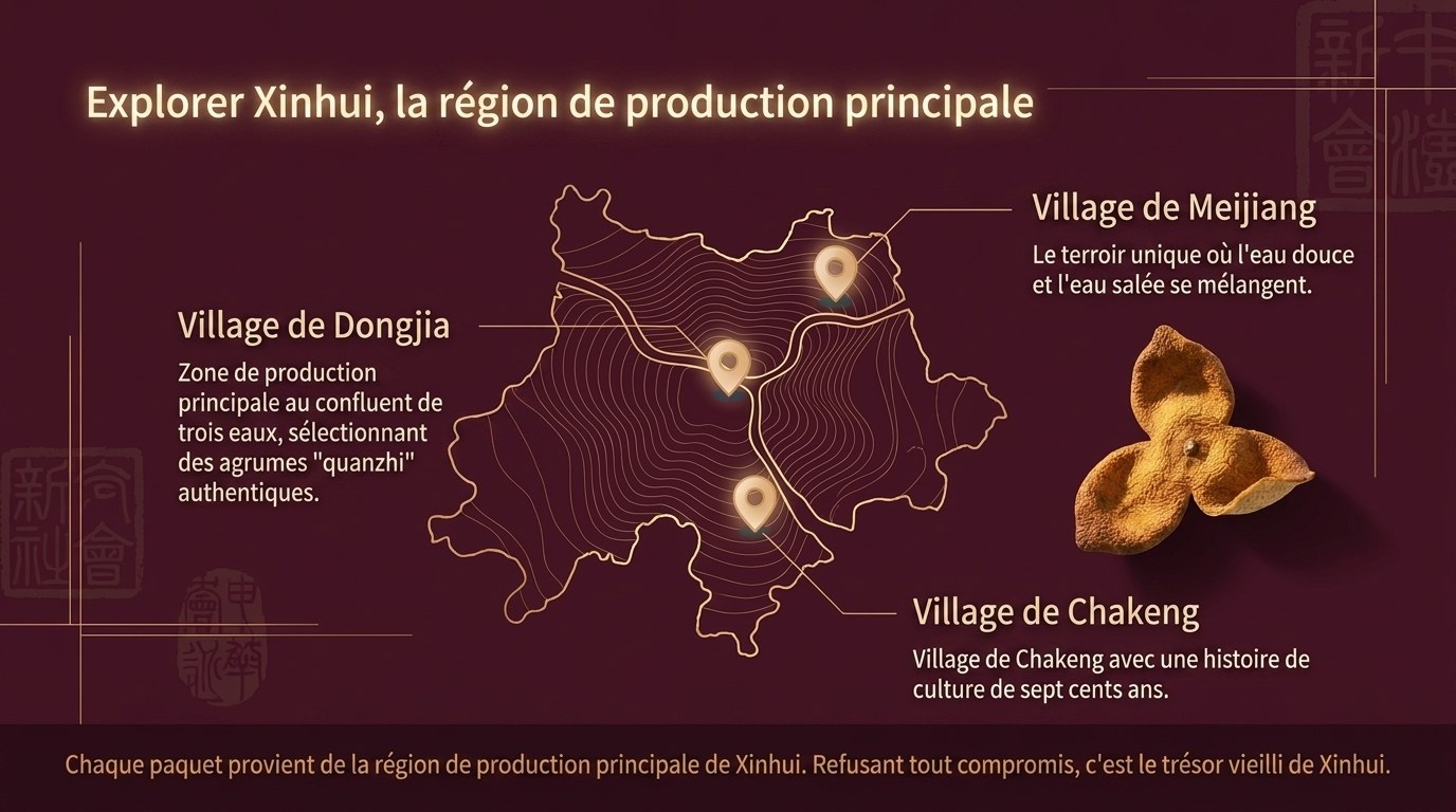 Carte du terroir de Xinhui — Dongjia · Chakeng · Meijiang